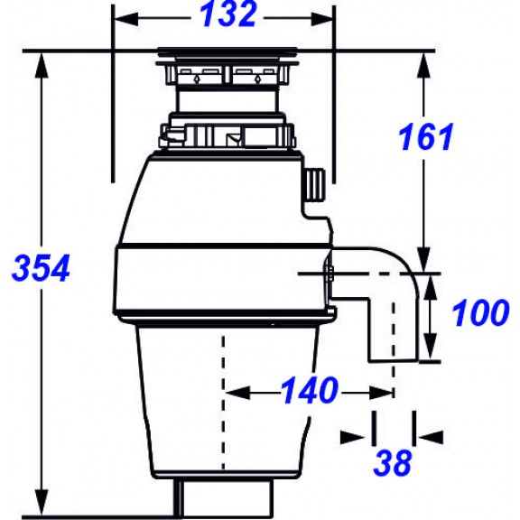 INTER CERAMIC WASTE CRUSHER FOR ROUND SIPHONS 370W BLACK ABS/STAINLESS STEEL - Image 6
